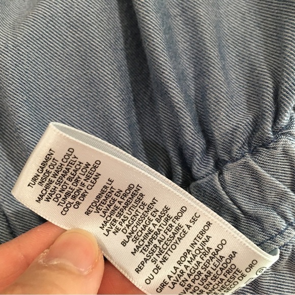 Splendid Chambray  Blue Wide Leg Cropped One Piece Jumpsuit - Picture 4 of 6